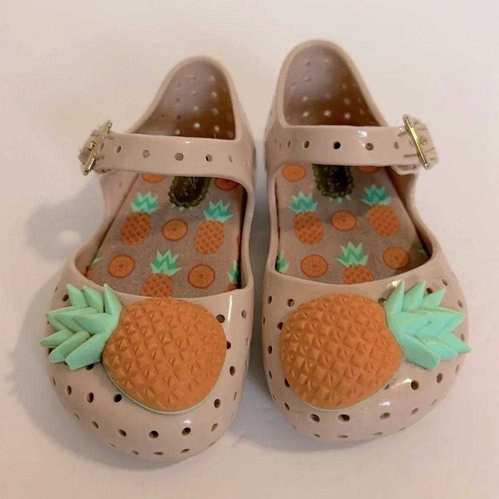 Baby GIRLS MINI MELISSA FURADINHA VII BB SHOE PINEAPPLE WITH PINK & ORANGE sz 5